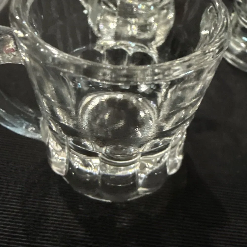 VTG Lot of 6 Federal Glass Mini Clear Beer Shot Glasses Mugs Toothpick Holders
